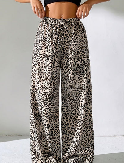 Wide-Leg Leopard Print Pants