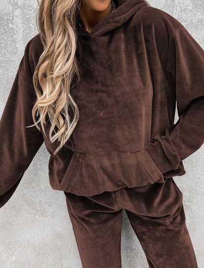 Velour Hoodie and Jogger Lounge Set