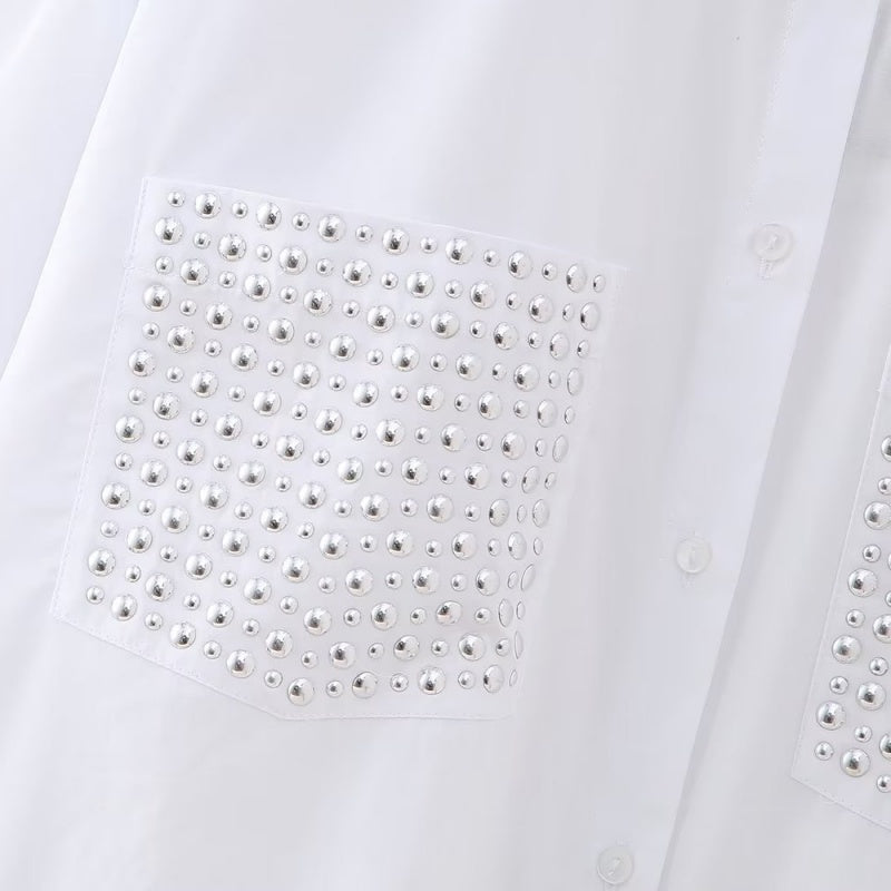 Studded Pocket Button-Up Shirt