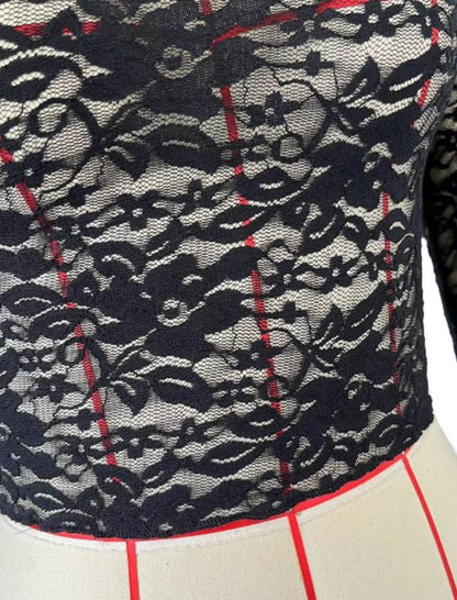 Sheer Lace Long Sleeve Crop Top