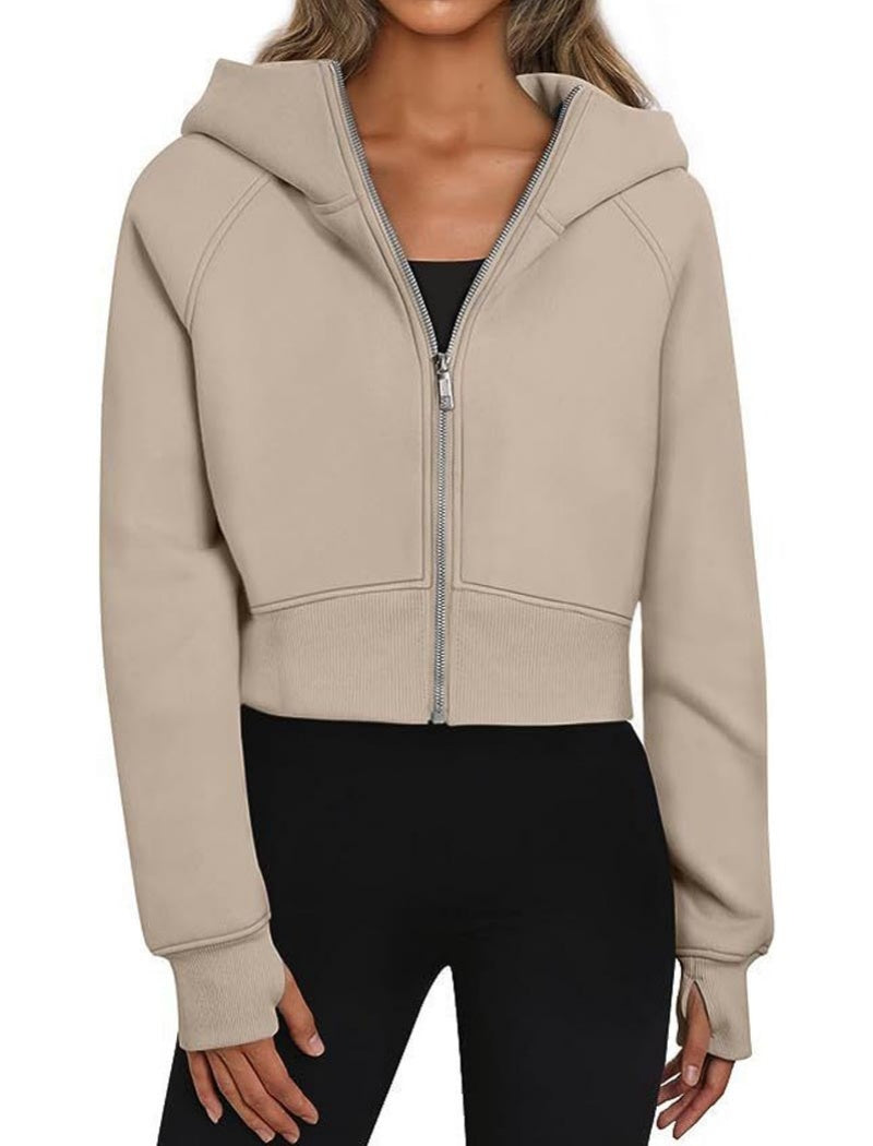 Cropped Zip-Up Hoodie Jacket