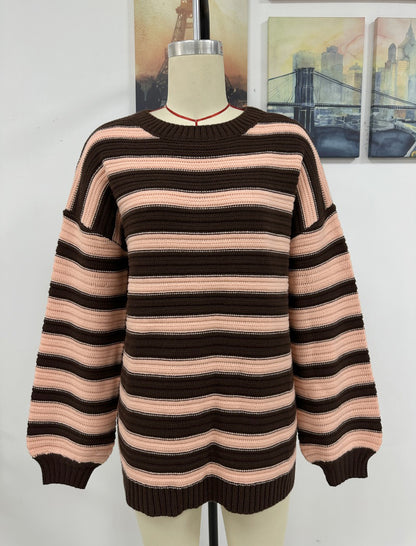 Stripe Crew-neck Pullover Sweater