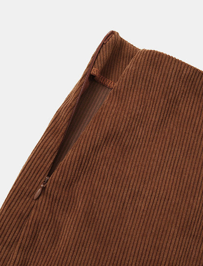 Corduroy Mini Skirt with Button Details