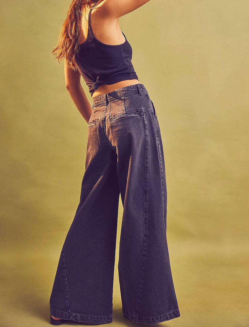 High-Waist Wide-Leg Casual Pants