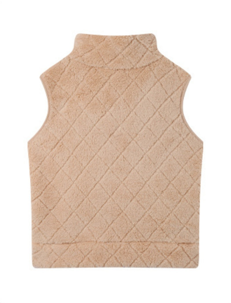 Quilted Sleeveless Vest with Stand Collar