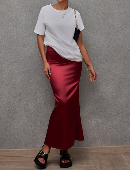 Casual Satin Maxi Skirt