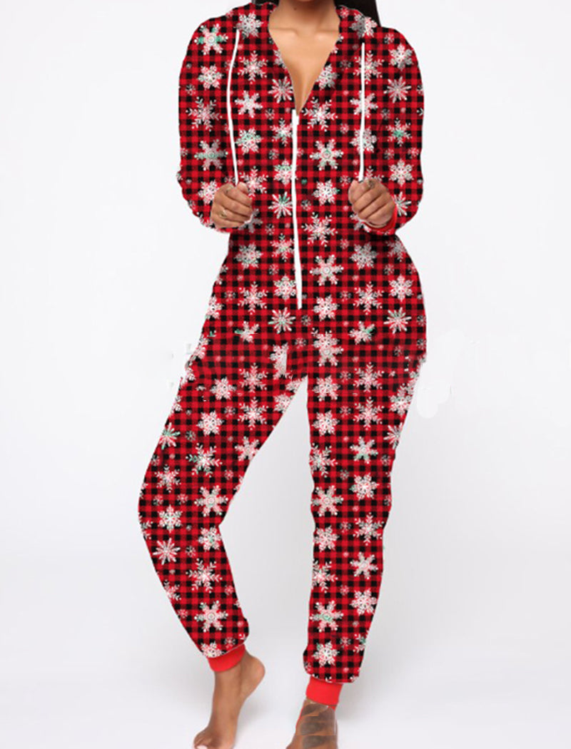Festive Printed Hooded Jumpsuits
