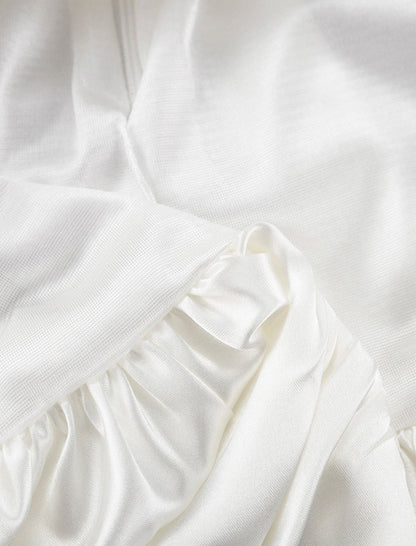 Satin Bubble Skirt with Elastic Waist