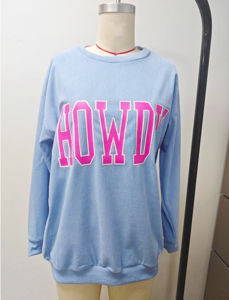 Oversized &quot;Howdy&quot; Graphic Sweater