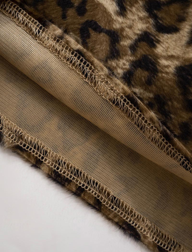 Toggle Fasten Fuzzy Leopard Vest