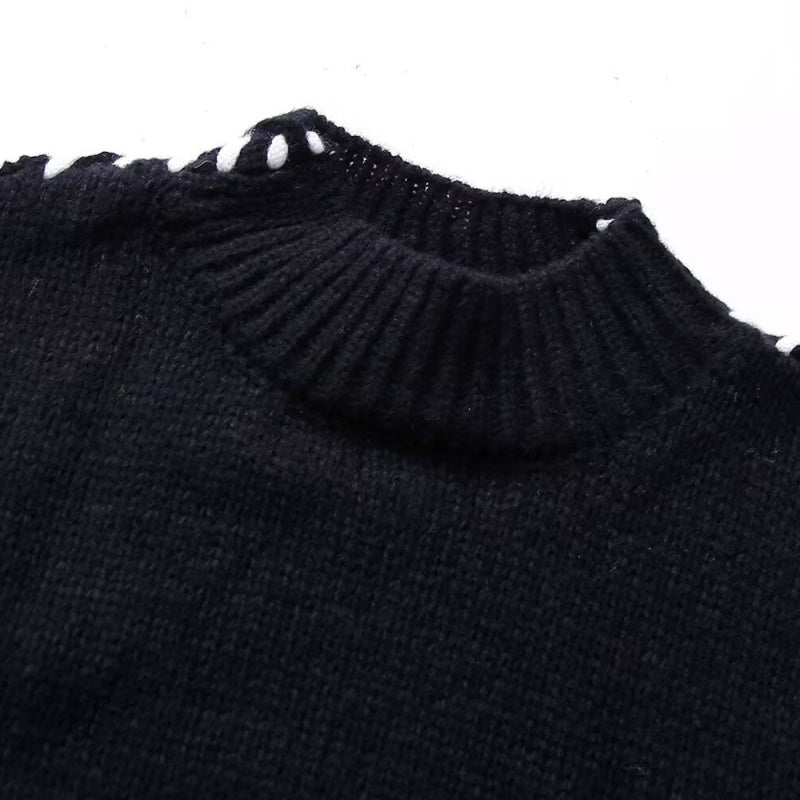 Ribbed High Neck Knit Sweater