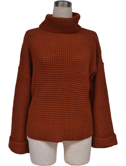 Solid Color High-Neck Sweater