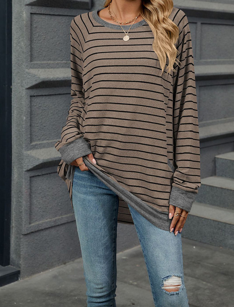 Striped Loose Fit Tunic Sweater