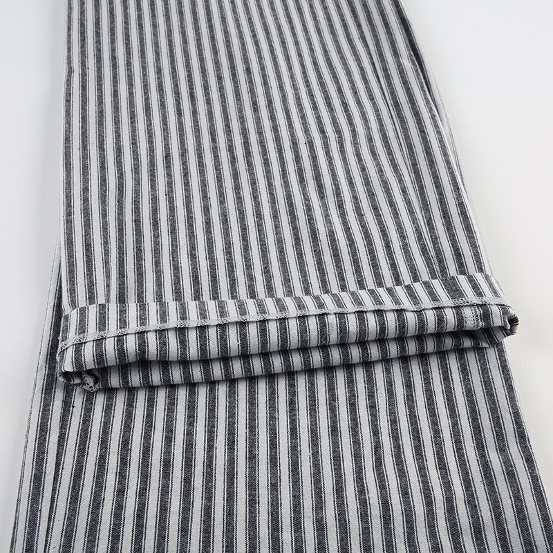 Striped Straight-Leg Casual Pants