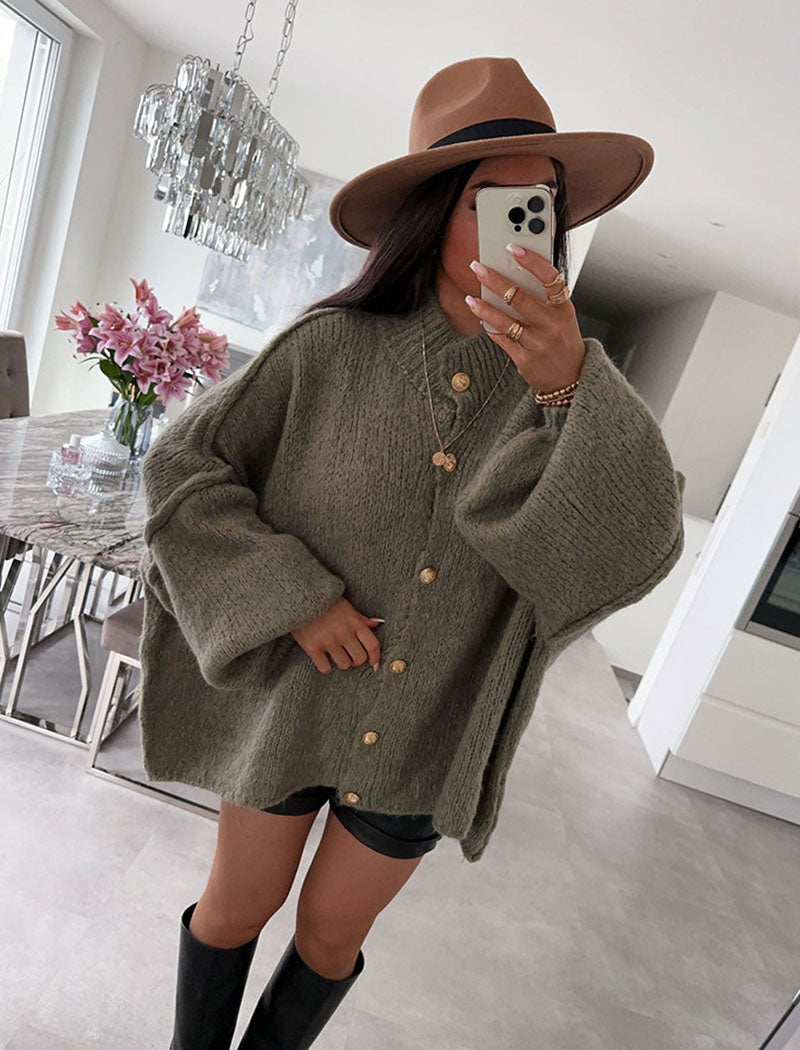 Chunky Knit Button-Up Cardigan