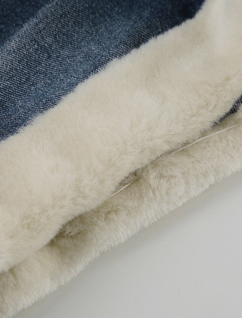 Patchwork Faux Fur Denim Shorts