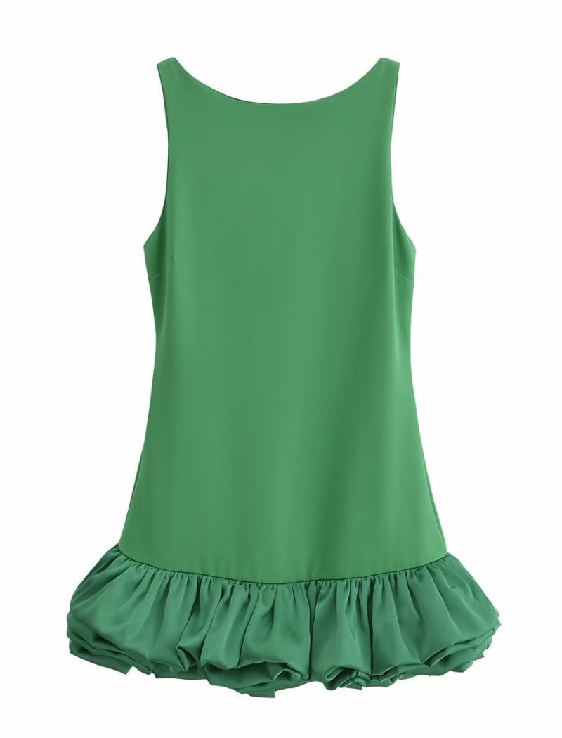 Ruffle Hem Sleeveless Mini Dress