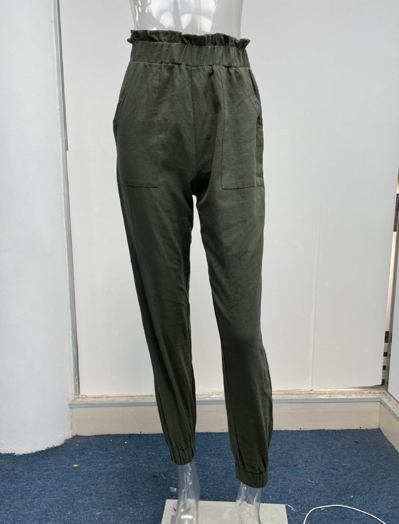 High-Waisted Drawstring Jogger Pants