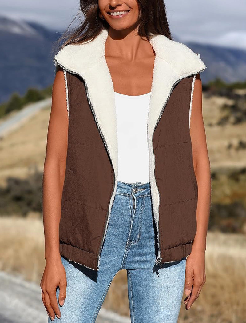 Reversible Zip-Up Quilted Vest