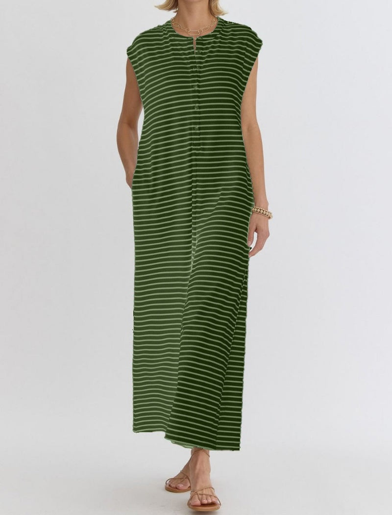 Striped Sleeveless Wide-Leg Jumpsuit