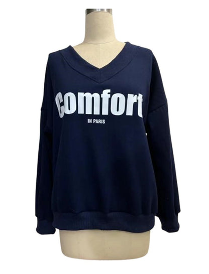 V-Neck Comfort Print Pullover