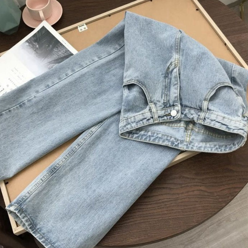 High-Waisted Loose Fit Straight Leg Jeans