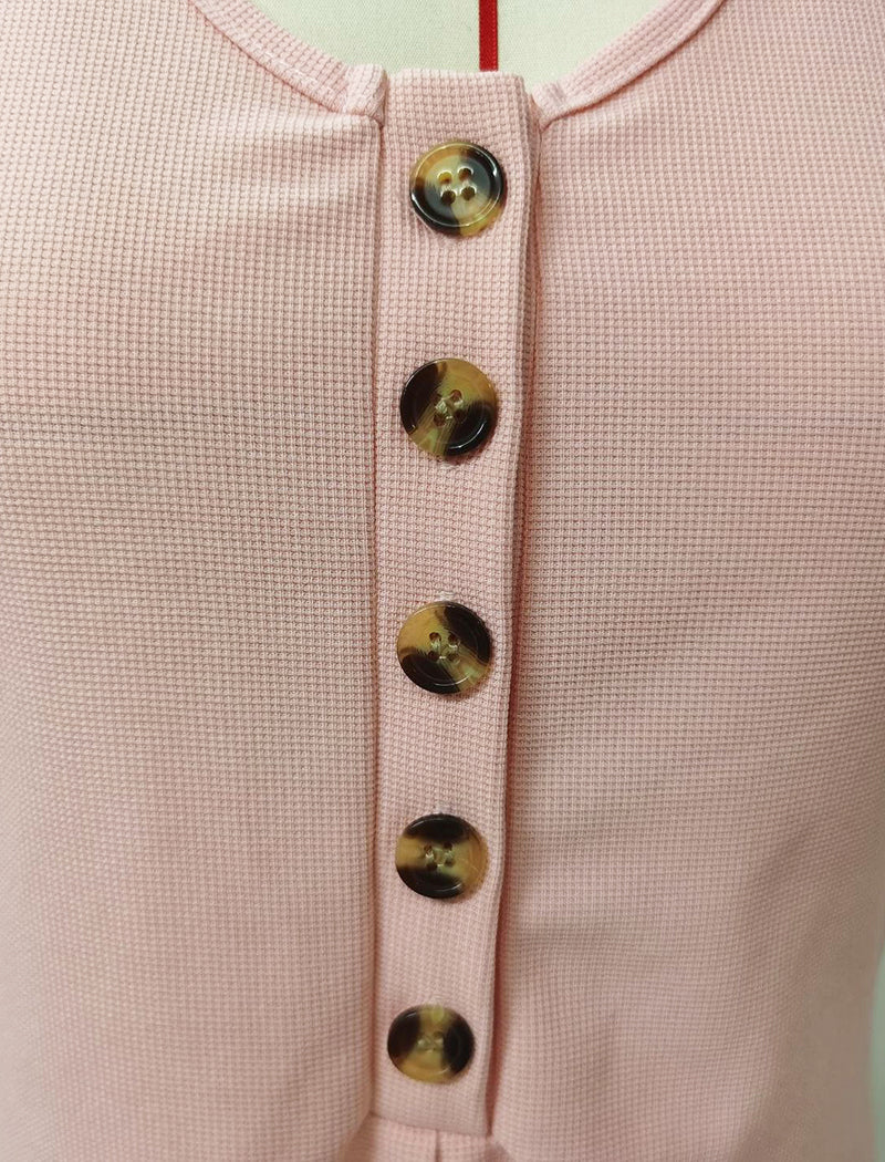 Sleeveless Button-Up Romper with Pockets