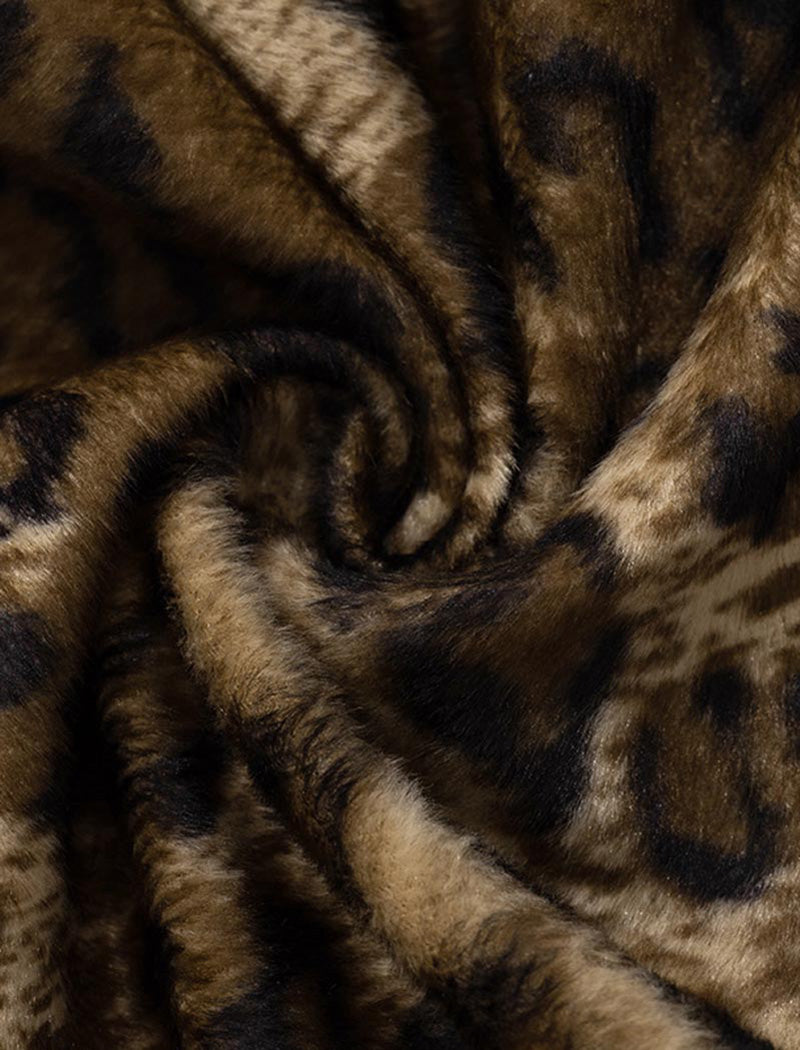 Toggle Fasten Fuzzy Leopard Vest