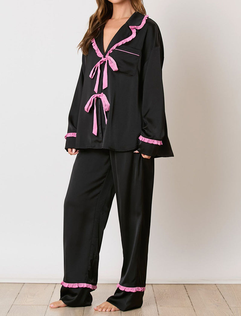 Graphic Long-Sleeve Shirt and Wide-Leg Pants Set