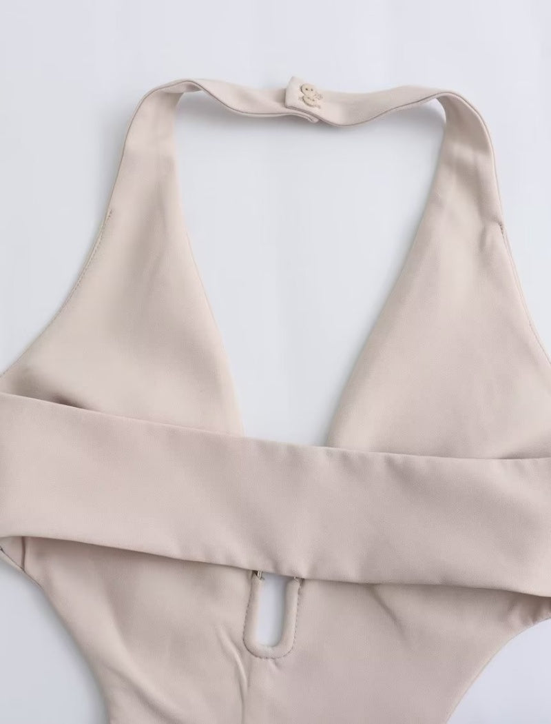 Halter Cutout Backless Wide-Leg Jumpsuit