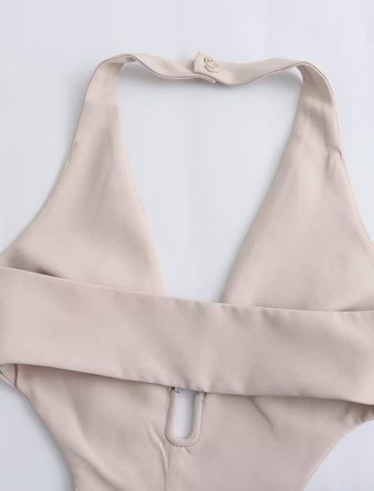 Halter Cutout Backless Wide-Leg Jumpsuit