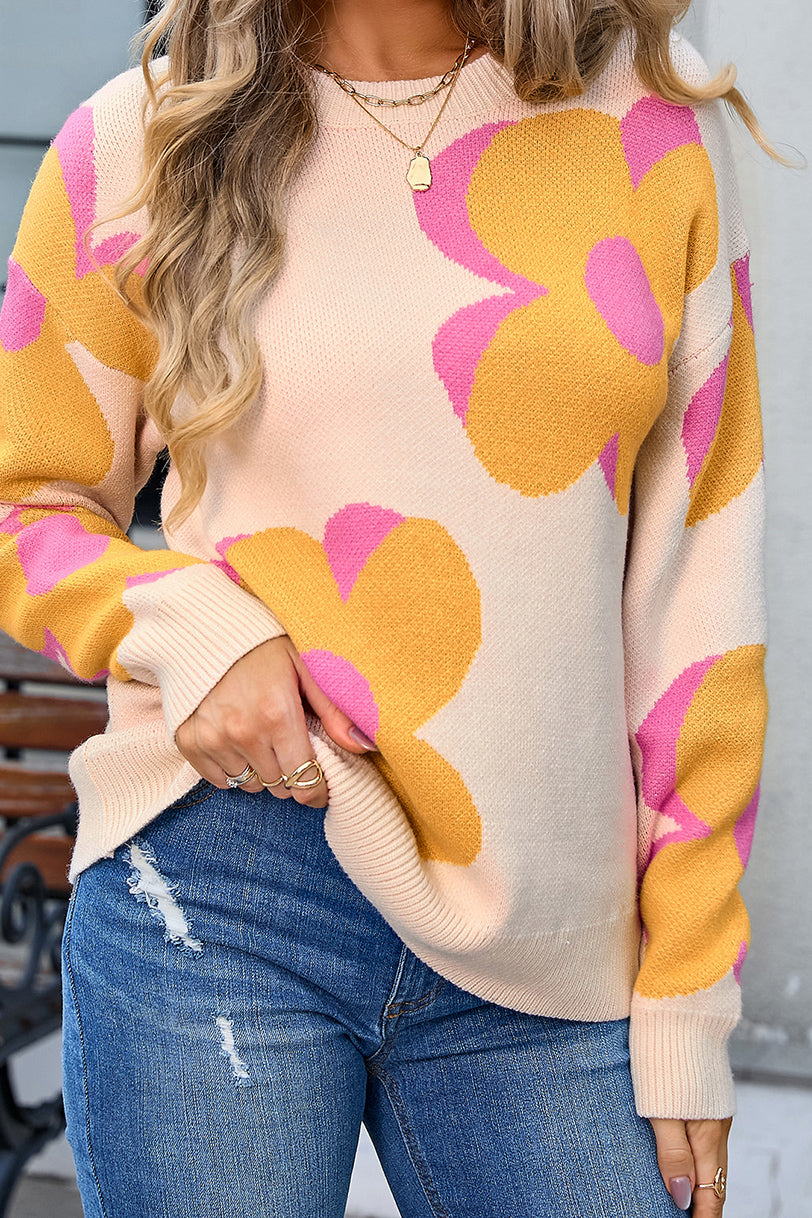 Floral Print Crewneck Sweater