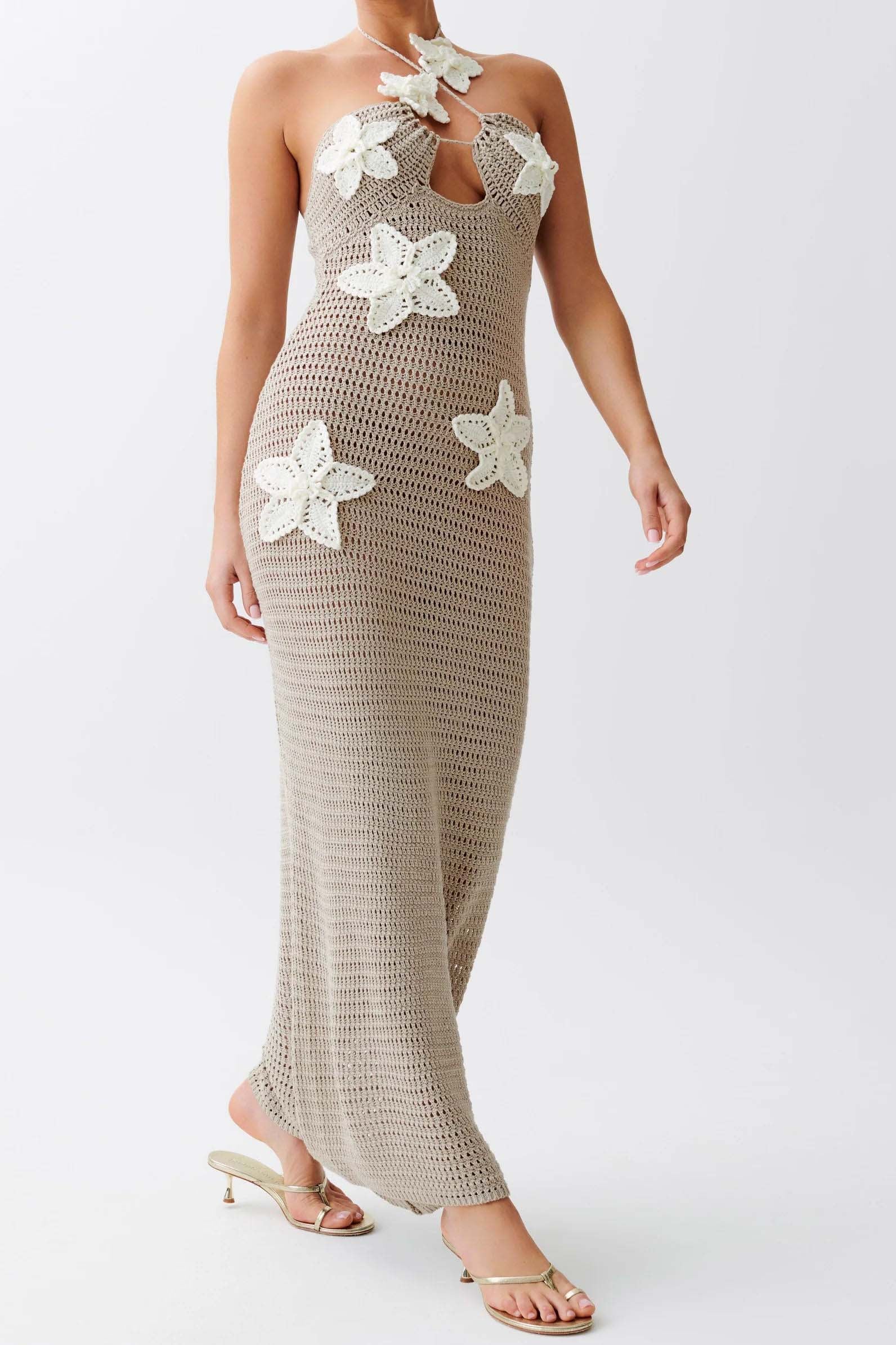 Crochet Halter Maxi Dress