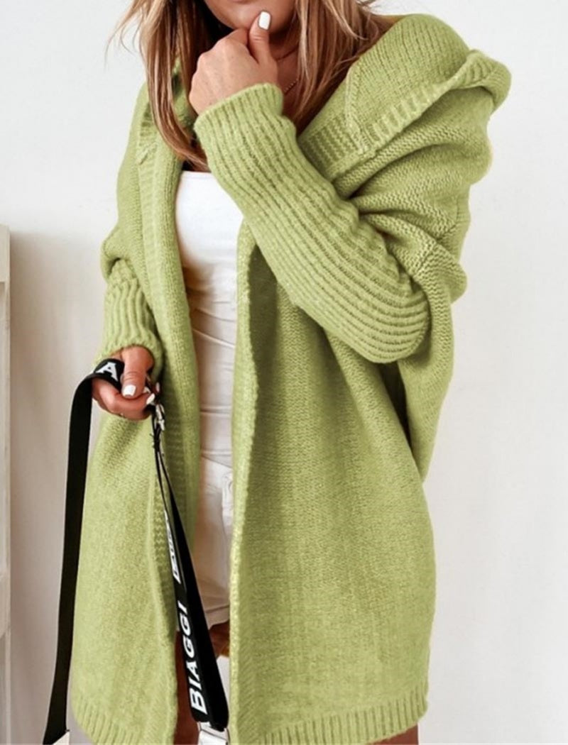 Oversized Knit Hooded Cardigan