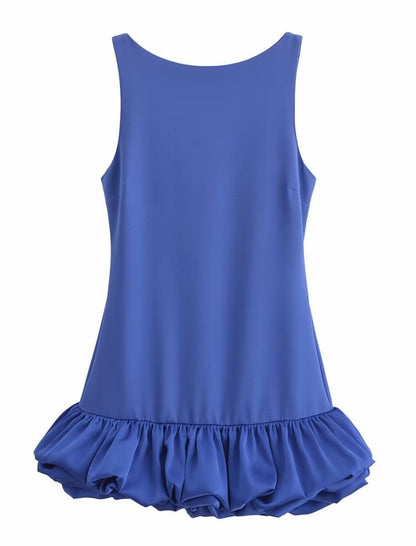 Ruffle Hem Sleeveless Mini Dress