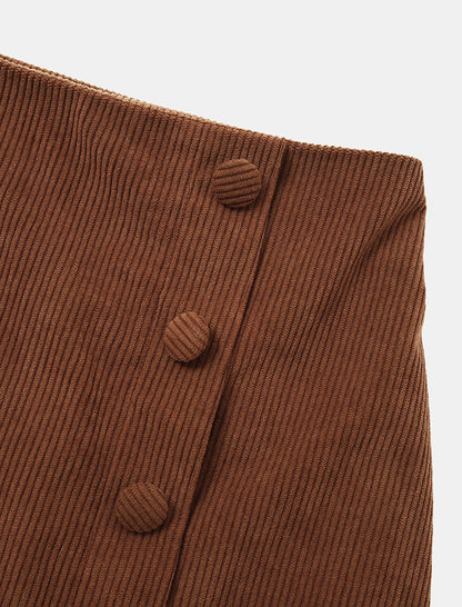 Corduroy Mini Skirt with Button Details