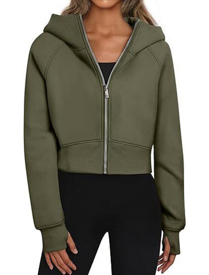 Cropped Zip-Up Hoodie Jacket