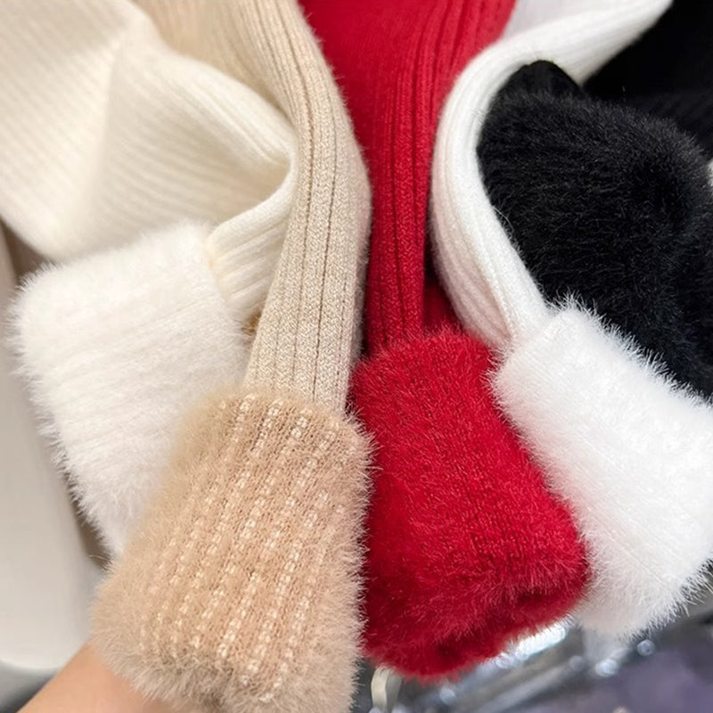 Fleece-Lined Mock Neck Cutout Sweater