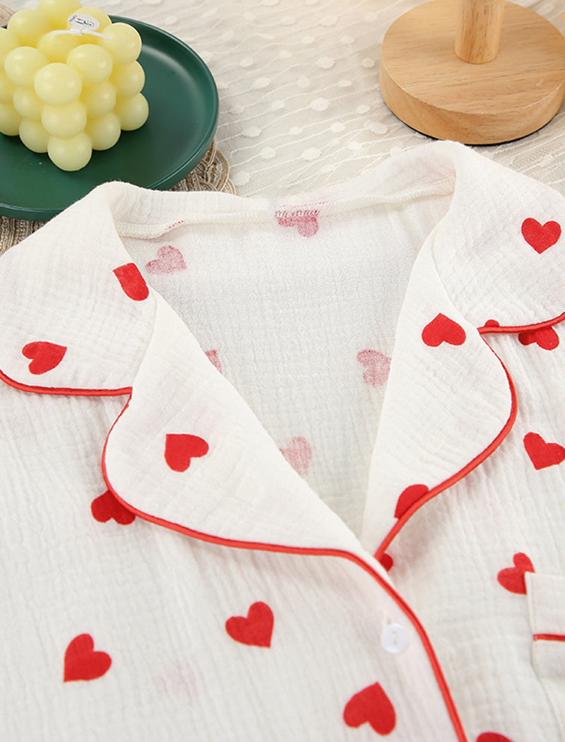 Heart Print Long Sleeve Three-Piece Set