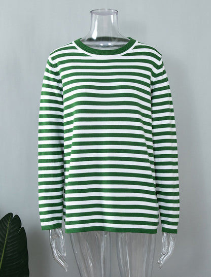 Crewneck Striped Knit Pullover