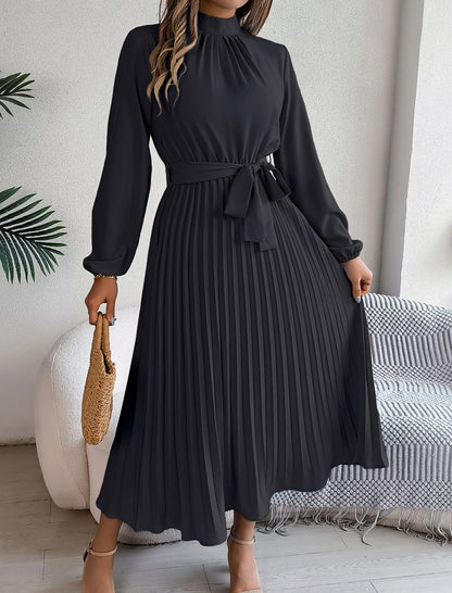 Pleated Dress with Tie Waist