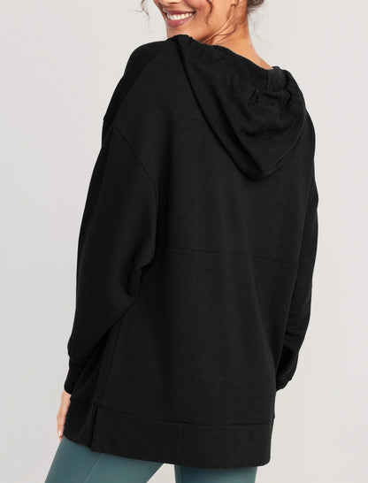 Relaxed Hoodie with V-Neckline Top