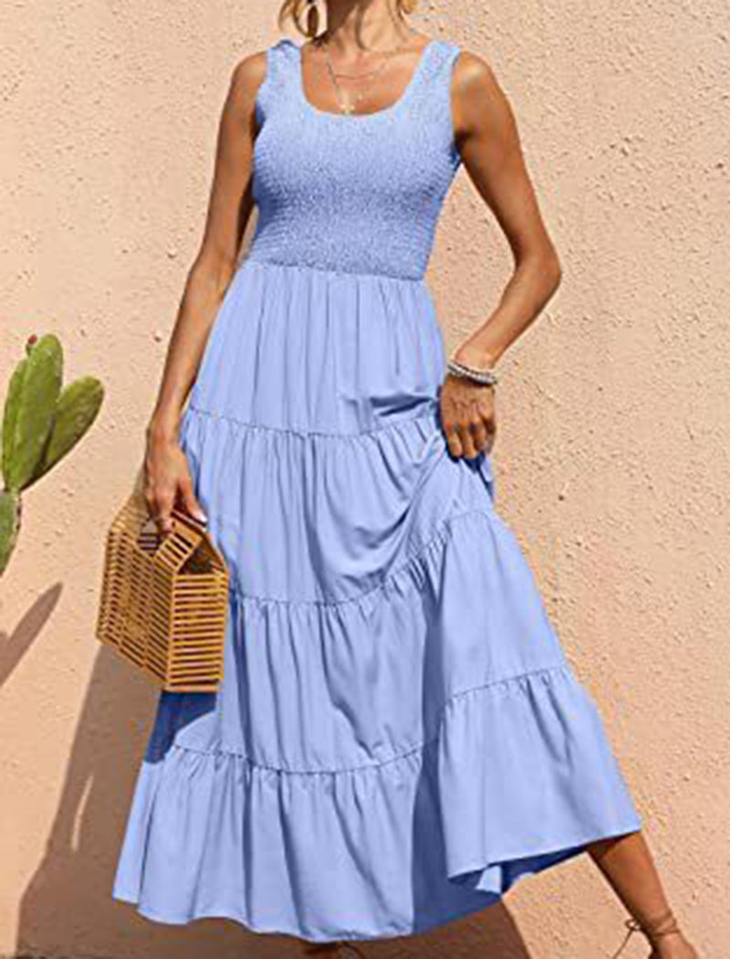 Sleeveless Crochet Tiered Maxi Dress