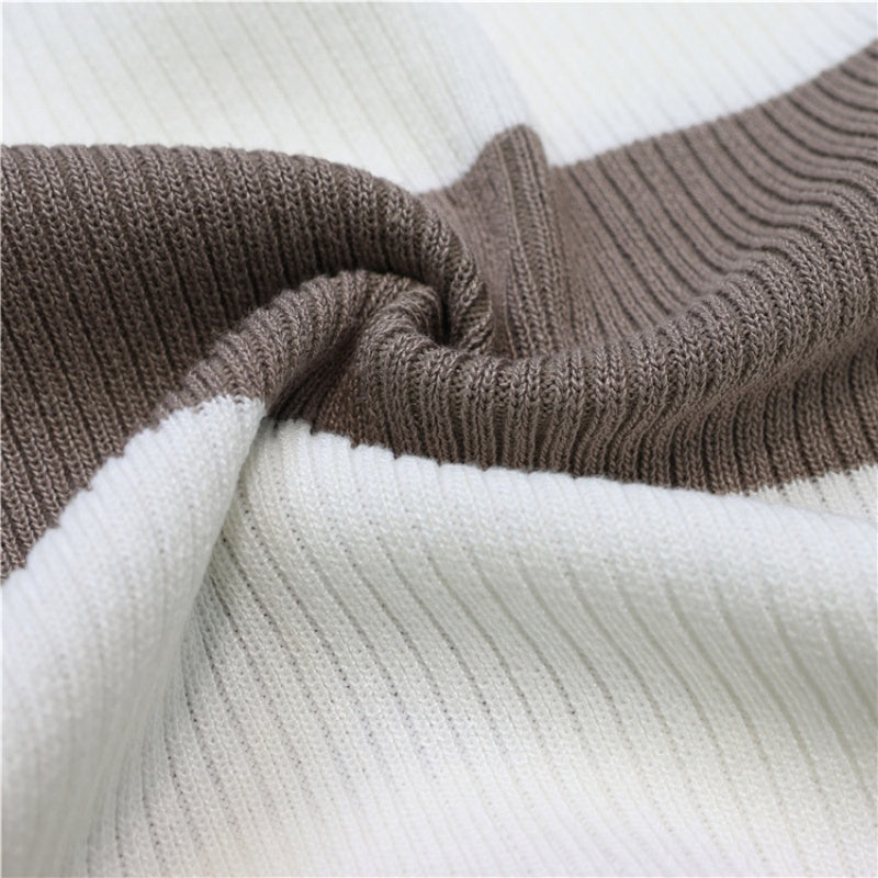 Striped Knit Sweater and Wide-Leg Pants Set