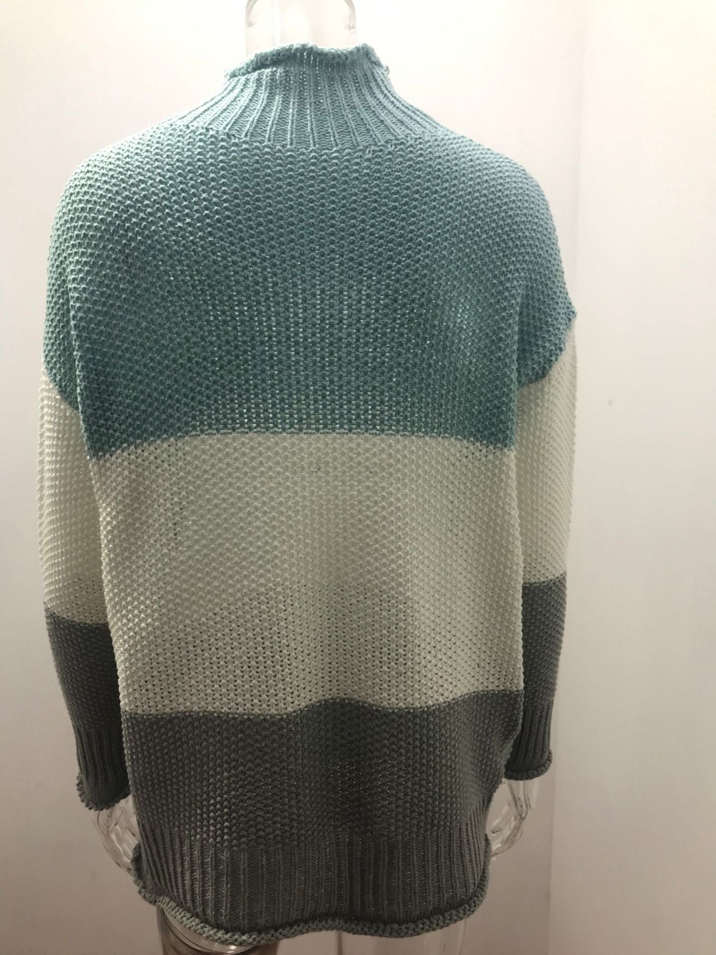 Colorblock Knit Turtleneck Sweater