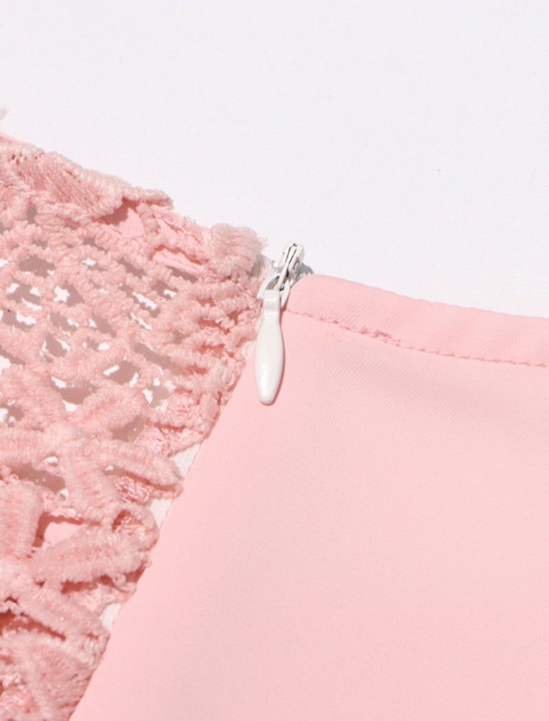 Lace-Trimmed Flowing Gown