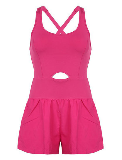 Cutout Cross-Back Vest Romper