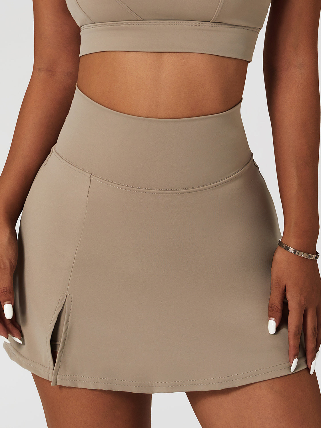 High-Waist Side-Slit Skort