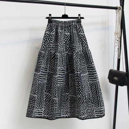 Patchwork Tiered Midi Skirt