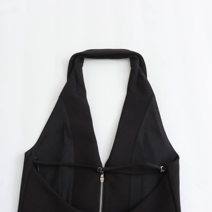 Zip-Up Tailored Halter Vest
